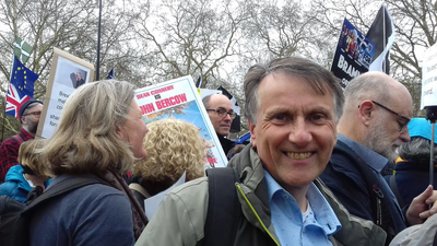 Chris Bowers at the People's Vote March in London, 2019