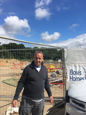 LibDem Wealden District Councillor Neil Cleaver at Cuckoo Meadow development, Hailsham, July 3, 2020 - photo by Katrina Best