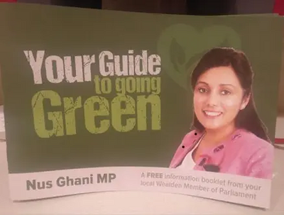 12-page "Green Guide" leaflet from Tory MP Nus Ghani Oct 2019